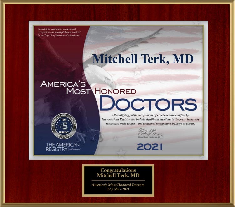 America's Most Honored Doctors 2021 - Top 5% - Mitchell Terk, MD
