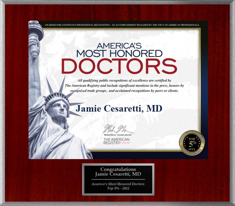 America's Most Honored Doctors - Top 5% 2022 - Jamie Cesaretti, MD