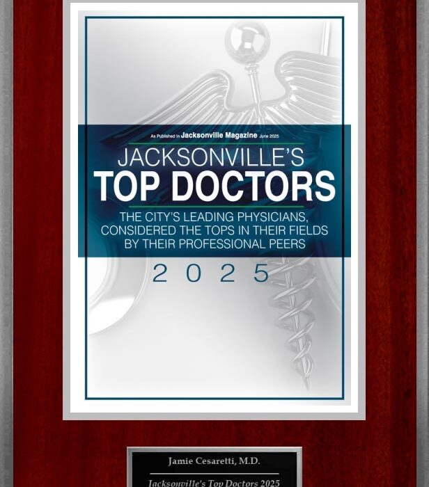 Jamie Cesaretti, MD recognized by Jacksonville Magazine as a Top Doctor 2025 award