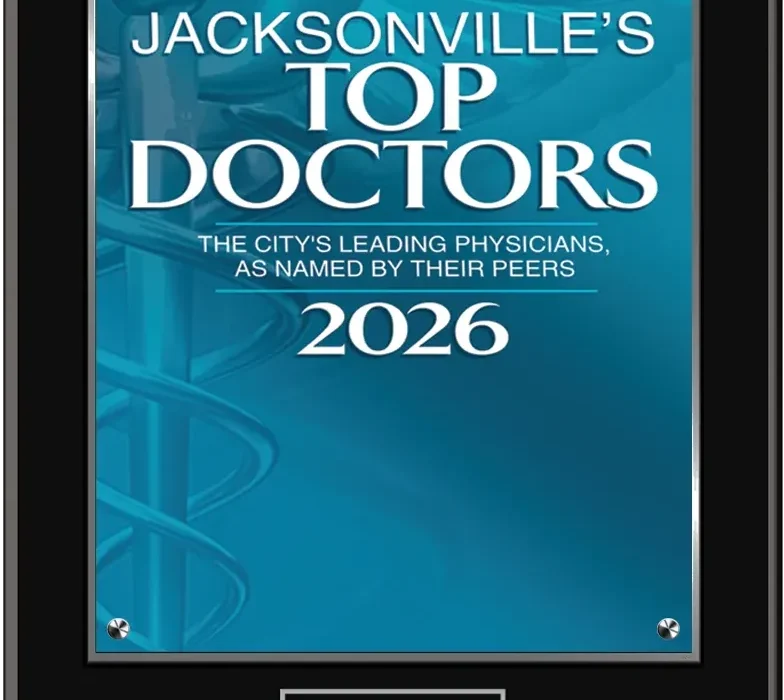 Mitchell Terk, MD, Radiation Oncology Jacksonville’s Top Doctors 2026 award plaque